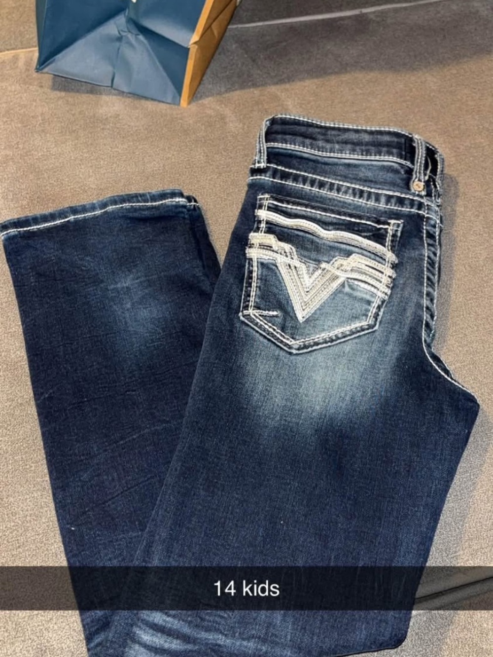 Salvage Dark Wash Kids Jeans with Embroidered Back Pocket
